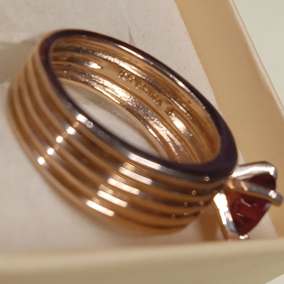 Sterling Silver 925 Gold Tone Pink Gemstone  Ring size 6 - Picture 7 of 13